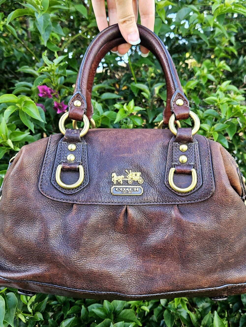 Coach Madison Sabrina 12937 Brown Leather Satchel Y2K Distressed